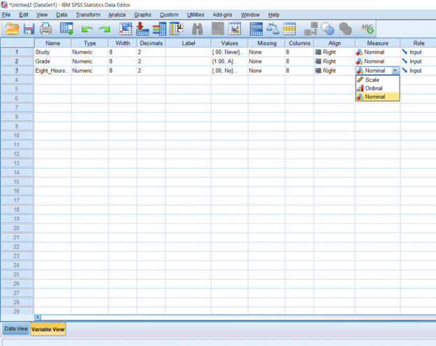 Screenshot of SPSS document